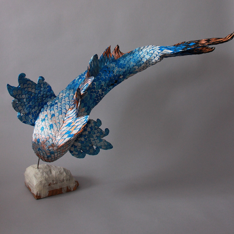 poisson bleu en papier par Stéphane Buyens artiste papier